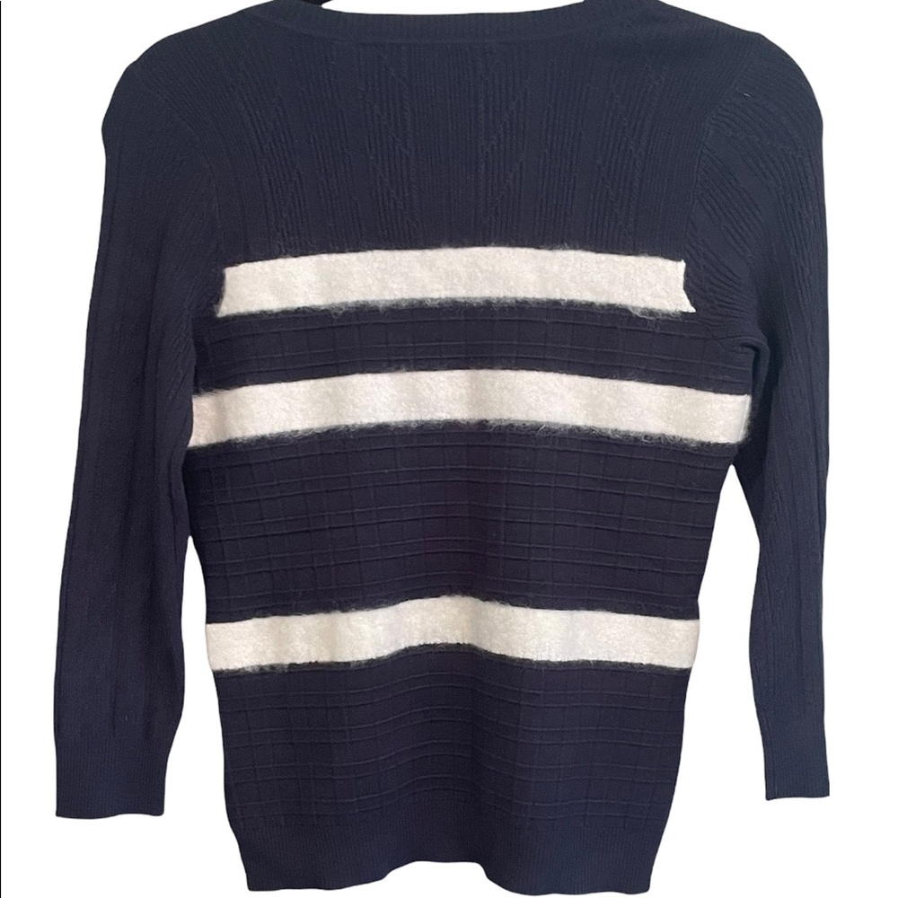 Draper James Stripe Mohair Sweater in Nassau Navy - Picture 4 of 9